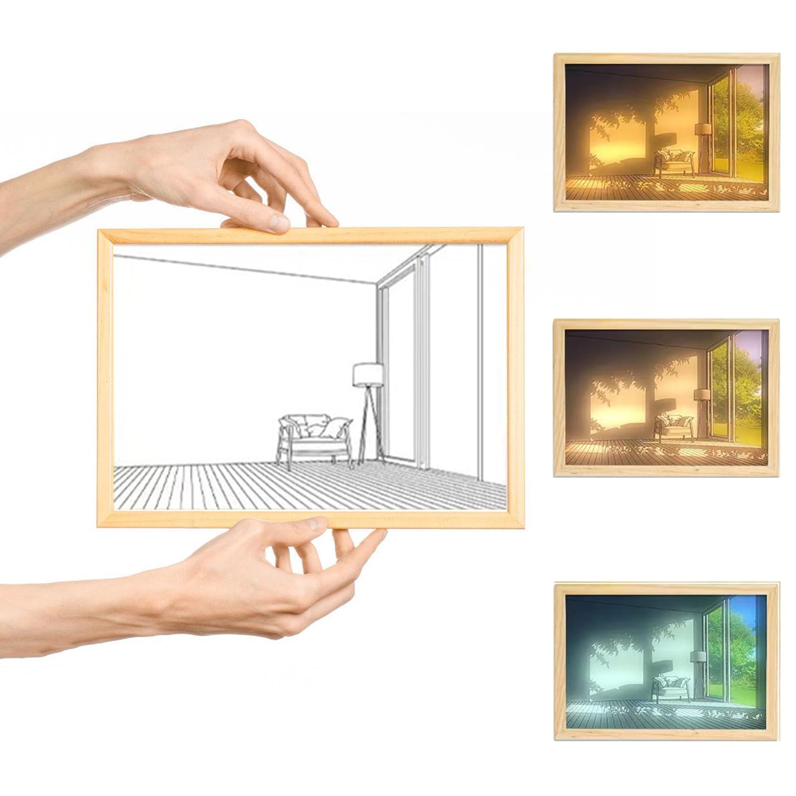Floor Lamp Lighting Painting Decoration Picture Frame Light, led Acrylic Wall Art 3-Color Lighting, LED Glowing Photo Frame, Wall Creative LED Night Light (Large Floor to Ceiling W