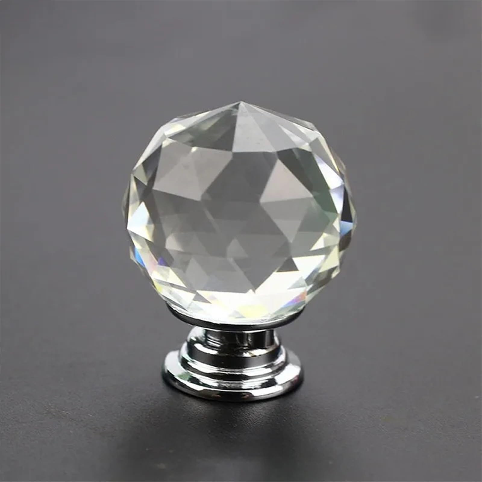 Cidegoo Silver Base 10Pcs Clear Glass Knobs Crystal Ball Drawer Pulls For Cabinet Wardrobe