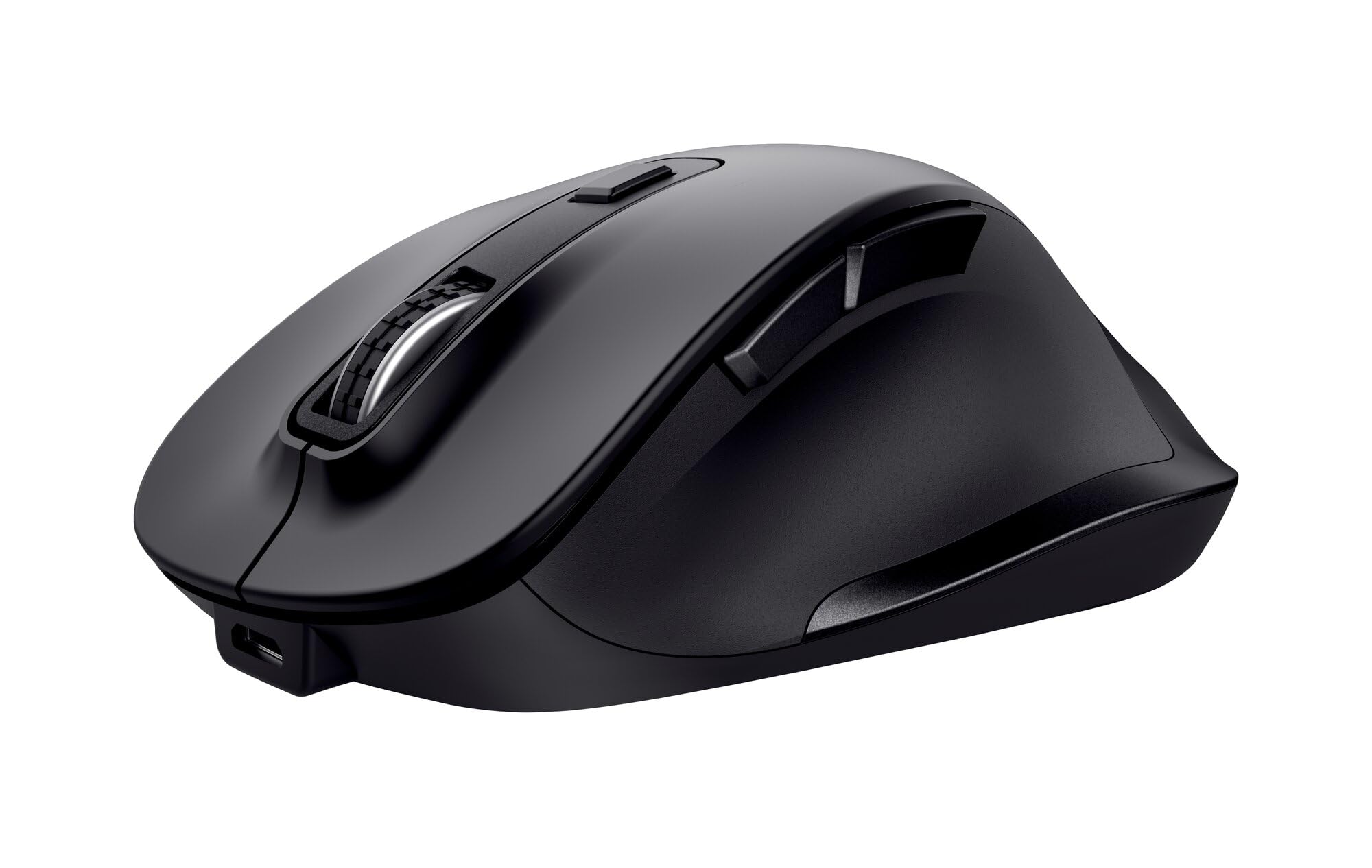Trust Fyda Mouse Wireless Ricaricabile, Design Sostenibile, 800-2400 DPI, 6 Pulsanti, 2,4 GHz, Ricevitore USB, Mouse Ergonomico senza Filo per Laptop, PC, Computer, Macbook, Ufficio - Nero