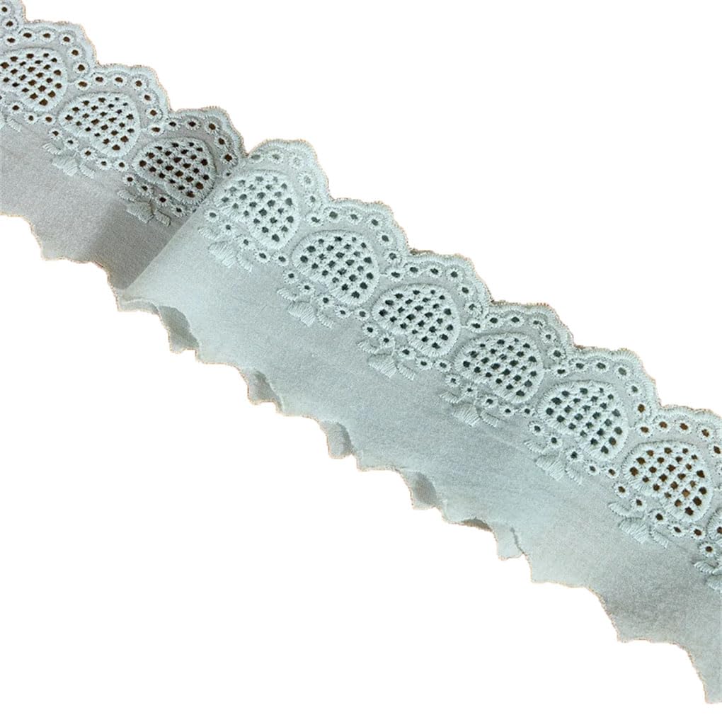 Baumwollband mit besticktem Rand, Spitzenbesatz, Dekoband, Nähen, Basteln, Baumwolle, 6 cm breit, Rosenrot, 2 m
