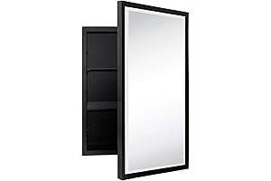 TEHOME Matte Black Recessed Bathroom Medicine Cabinet with Mirror