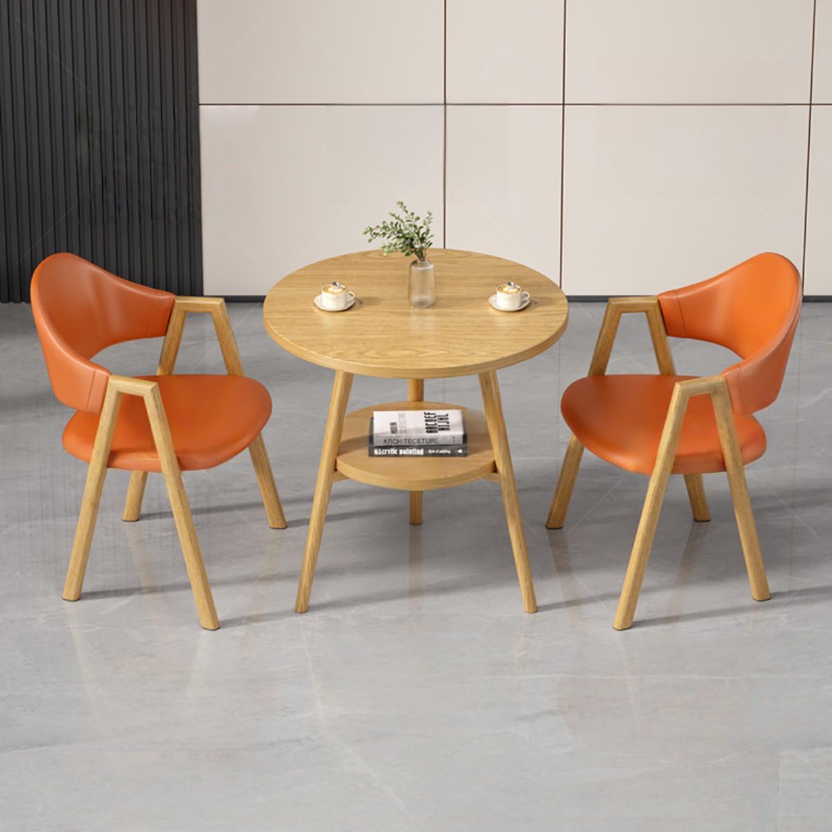 Round Reception Desk and Chair Set, Office Conference Table &amp; Chairs, Business Coffee Dining Table Set for Small Space Reception Room, Lounge, Conference Room