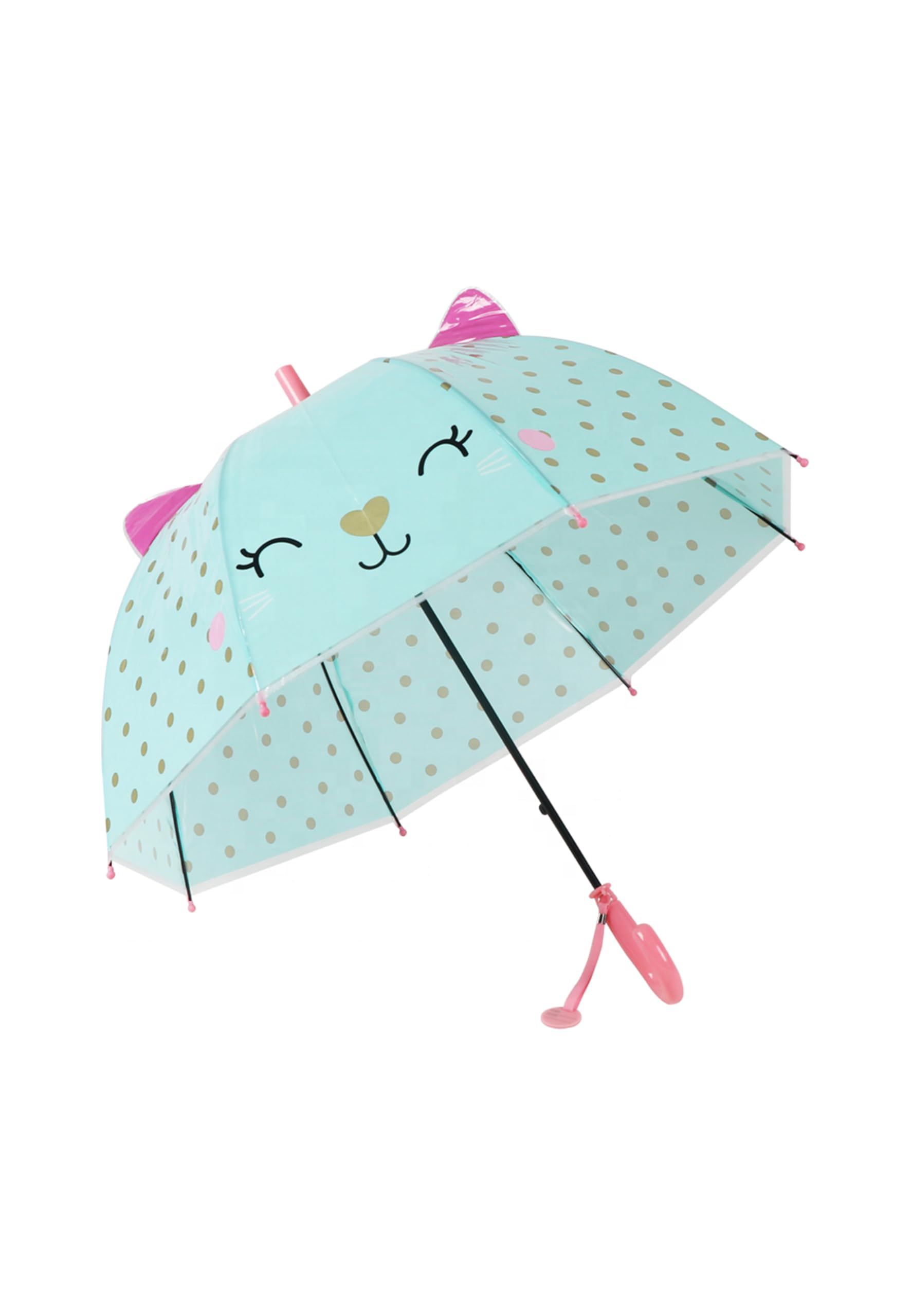 Yuhu Children's Umbrella 3D with Animal Motif Transparent Automatic Stick Umbrella from 3 Years Lightweight Stable Fibreglass Frame 66 cm Height 69 cm Diameter, multicoloured