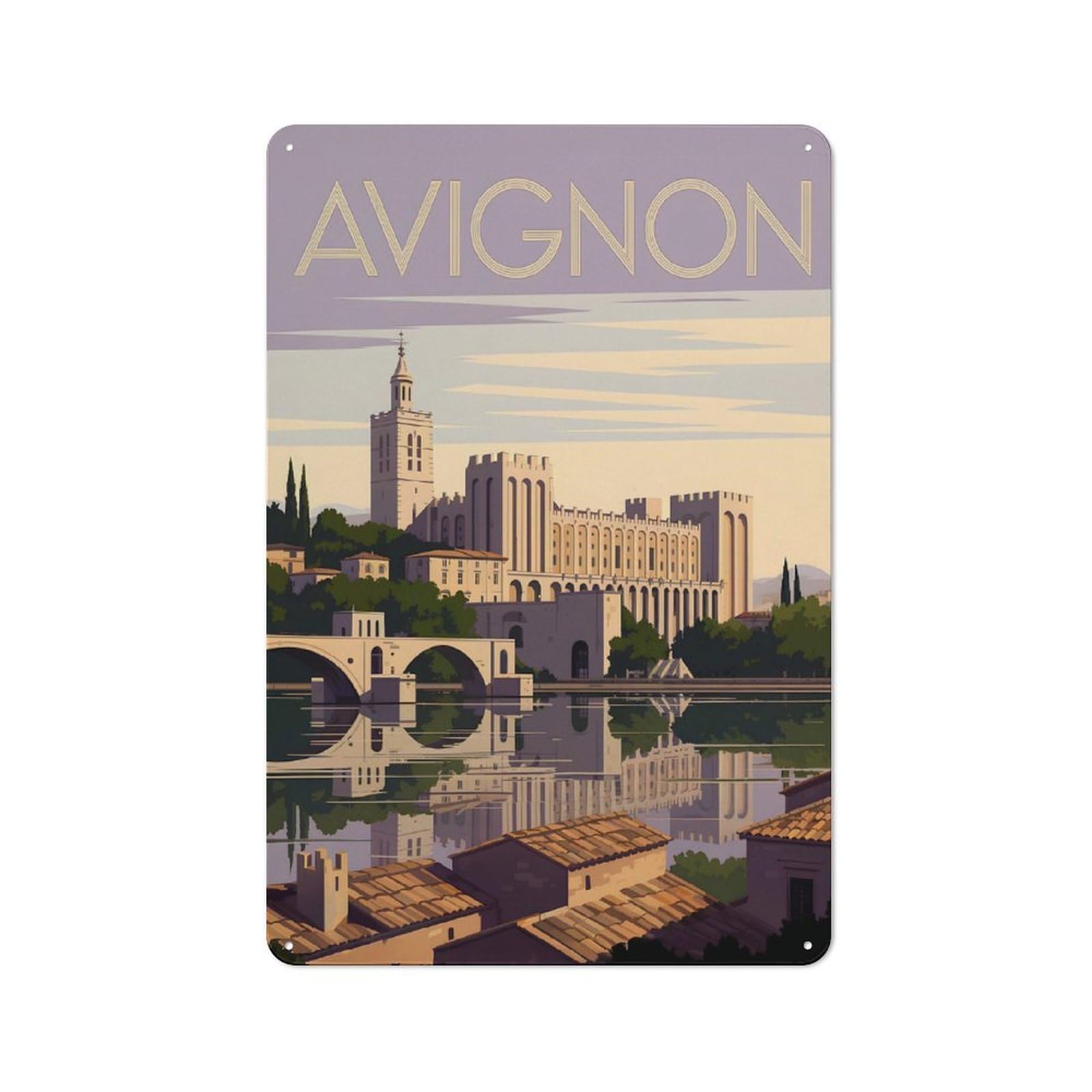 Cosy Avignon Travel Metal Plaque 30x20cm, Kitchen Wall Decor for Kitchen, Cafe, Pantry Or Dining Room