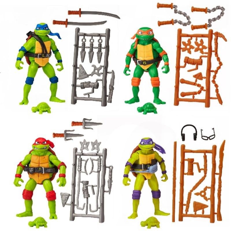 Amazon.co.jp: タートルズ 4種類セット 可動フィギュア TMNT 関節可動 