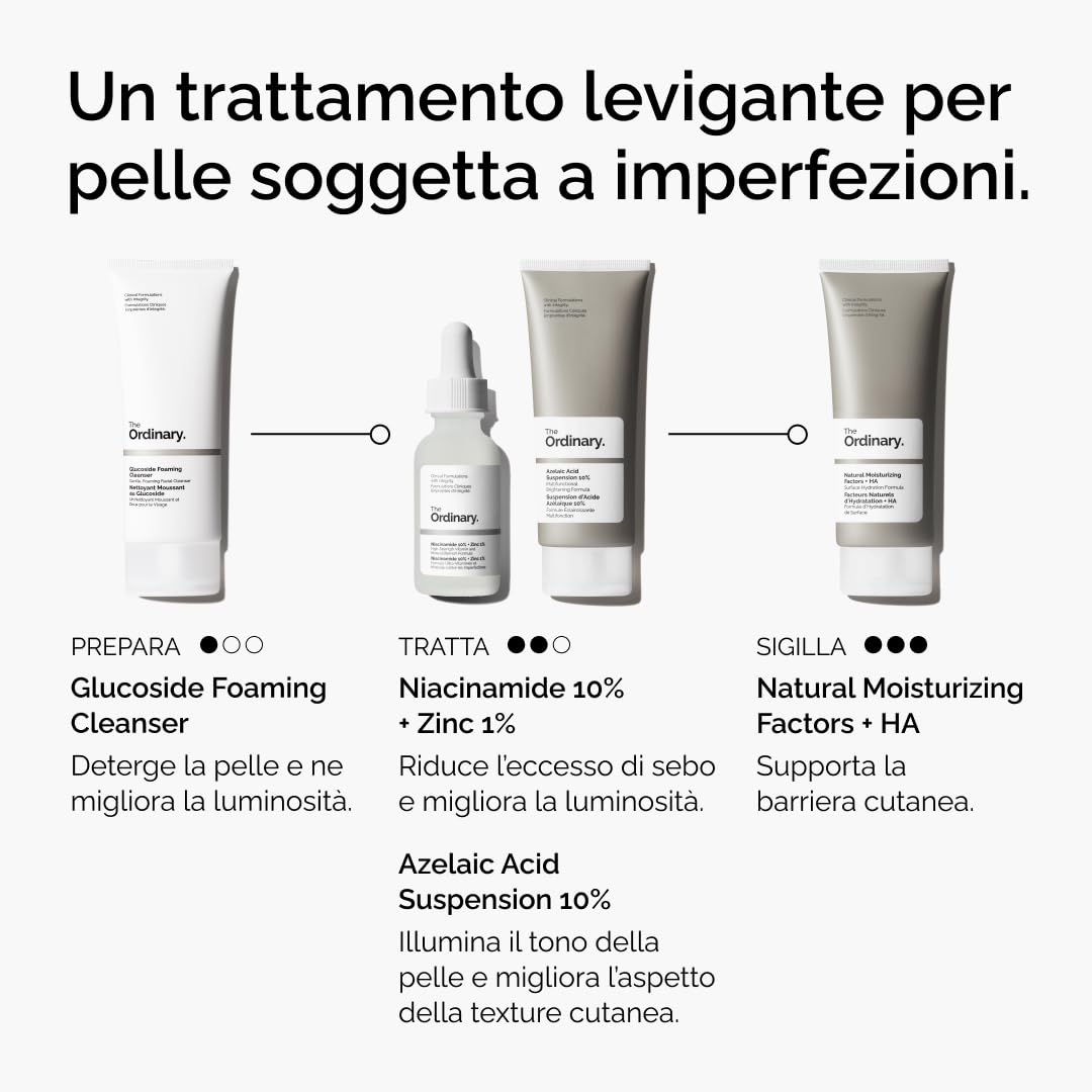 The Ordinary Azelaic Acid Suspension 10%, Sospensione di Acido Azelaico, Formula illuminante per pelle irregolare e soggetta a imperfezioni