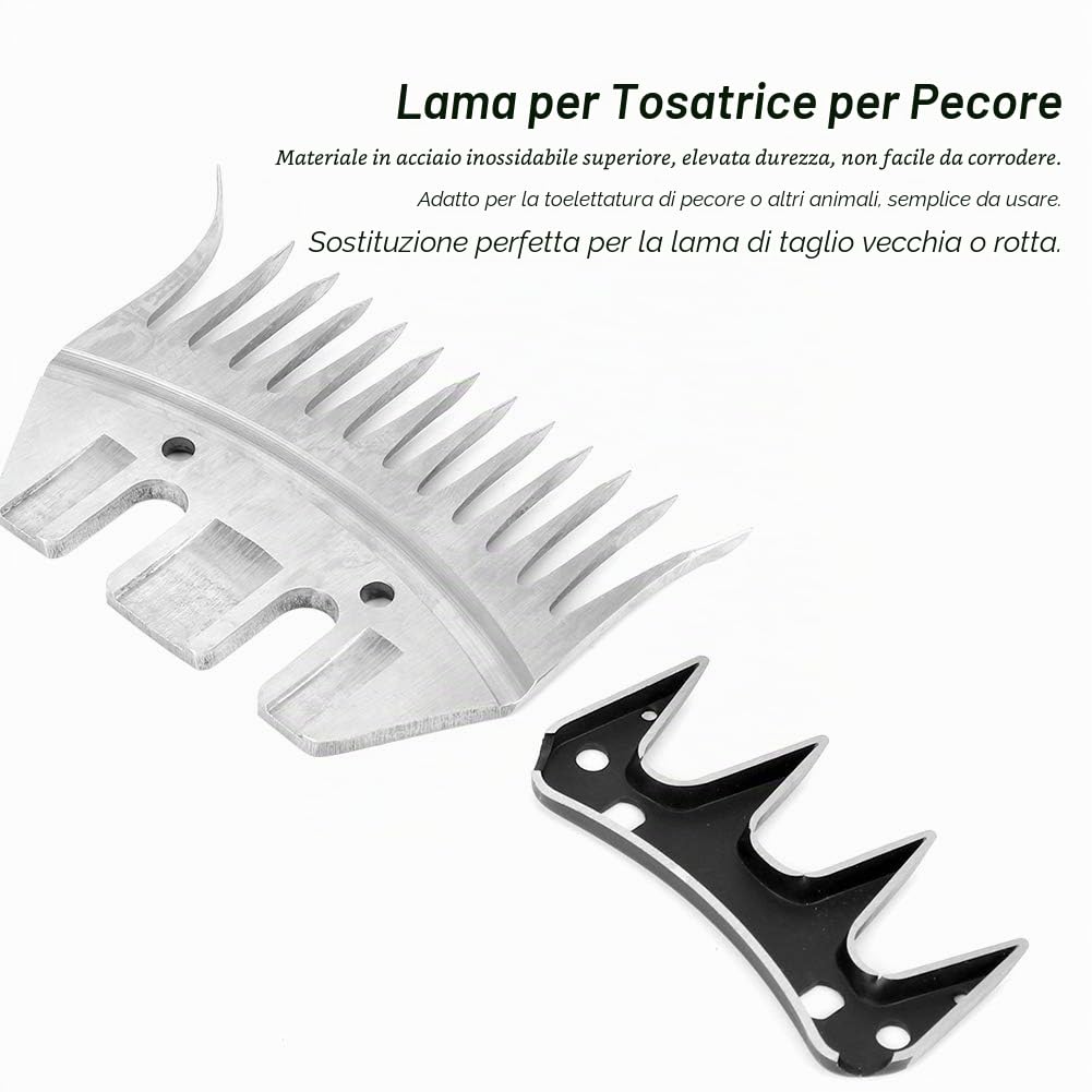 Lame per Cesoie per Pecore, Lame di Ricambio per Tosatrici per Capra in Acciaio Inossidabile, per Capre, Pecore, Bovini(13-tooth curved blade)