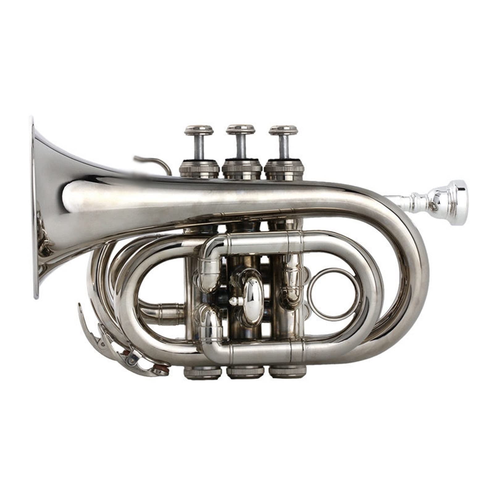 Principianti Mini Pocket Trumpet Tromba Tascabile In Si Bemolle Argentata Sib Cornetta A Fiato In Ottone Nichelato Misura Palmo Argentato Tromba tascabile