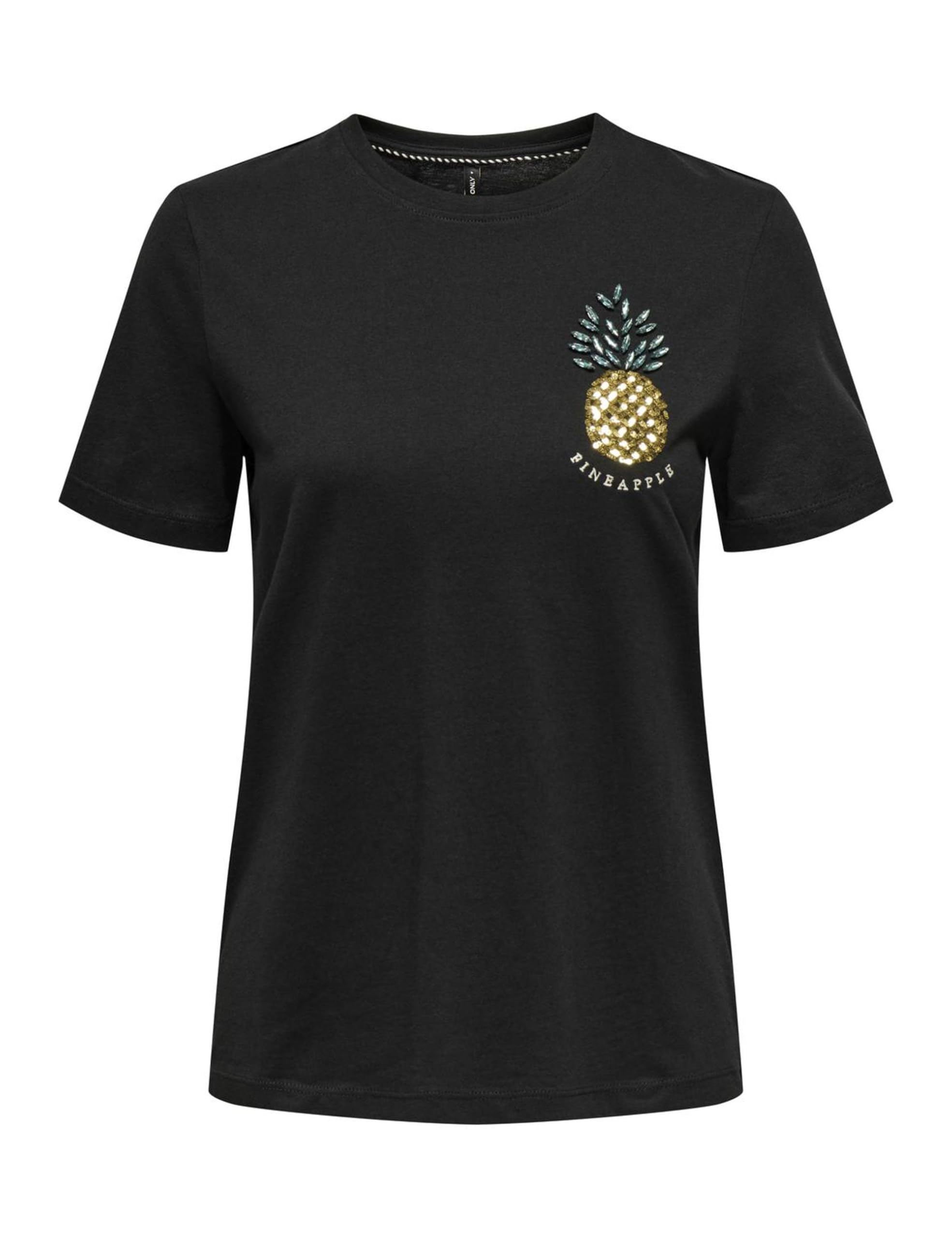 ONLY Onlkita Life Reg S/S Pineapple Top JRS, Black, XS