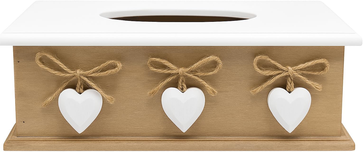 khevga Tissue Box with Lid – Wooden Tissue Holder in Rustic Country House Style, Elegant Brown Design for Home, Office, and Bathroom Decor