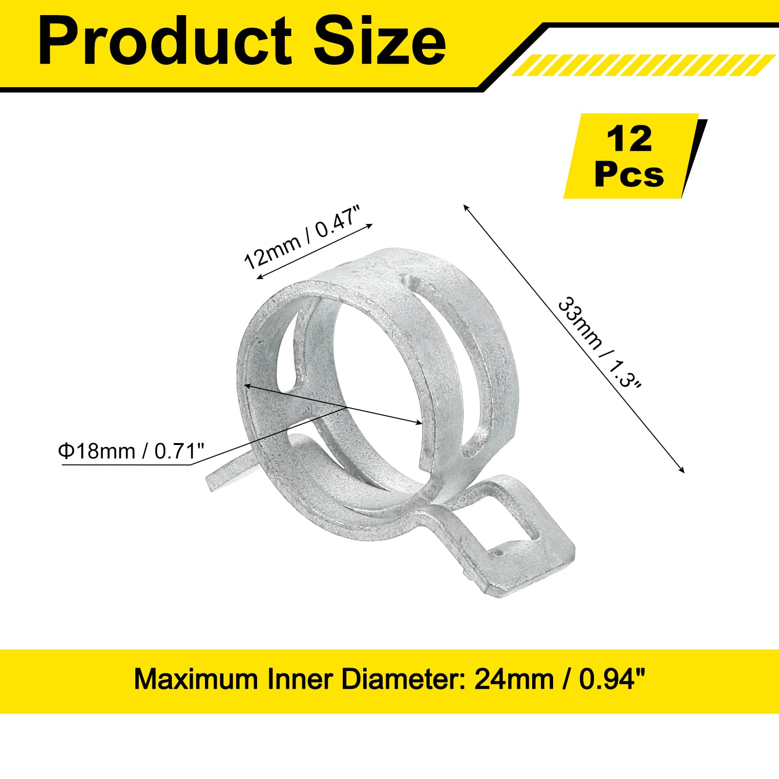 Sourcingmap 12Pcs Spring Band Type Action Fuel/Silicone Vacuum Hose Pipe Clamp - Image 2