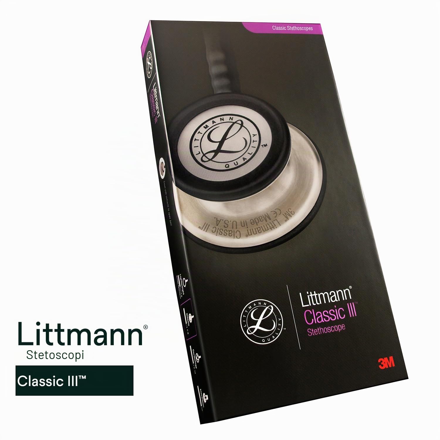 Littmann Classic III Stetoscopio Professionale, 5959, Tubo Azzurro | Testina in acciaio inox a specchio, raccordo Smoke e archetto Smoke. Per medici, infermieri e studenti di medicina