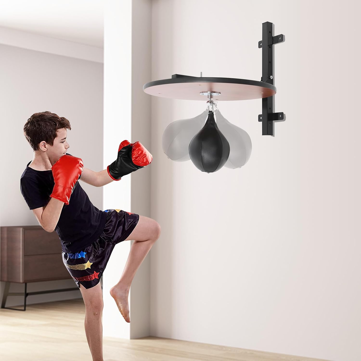 Speed Bag Platform, Wall Mounted Speed Bag Stand for Boxing Training, 360° Rotating Boxing Speed Bag with Height Adjustable for Home Gym