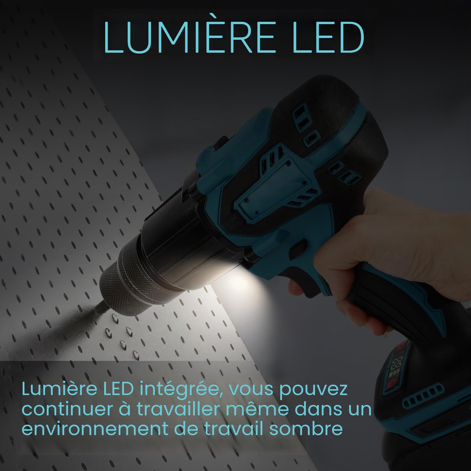LIROPAU Pince à riveter sans fil compatible avec batterie Makita 18 V | pistolet à écrou électrique 2 en 1, avec embouts M6/M8 et gants pour rivets de 2,4 à 4,8 mm (sans batterie, sans chargeur)