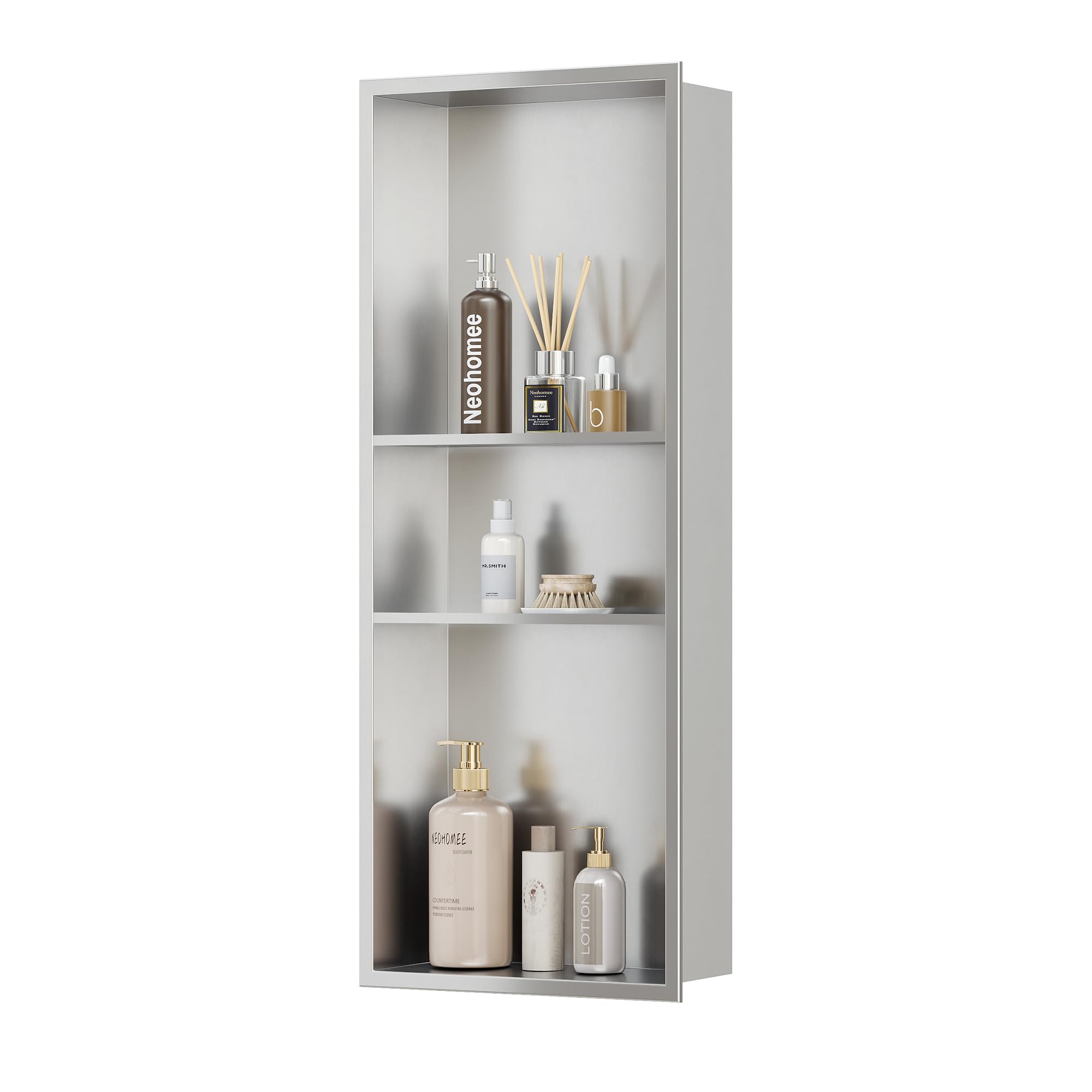 Niche murale en acier inoxydable Neodrain à 3 couches pour une salle de bain moderne et épurée