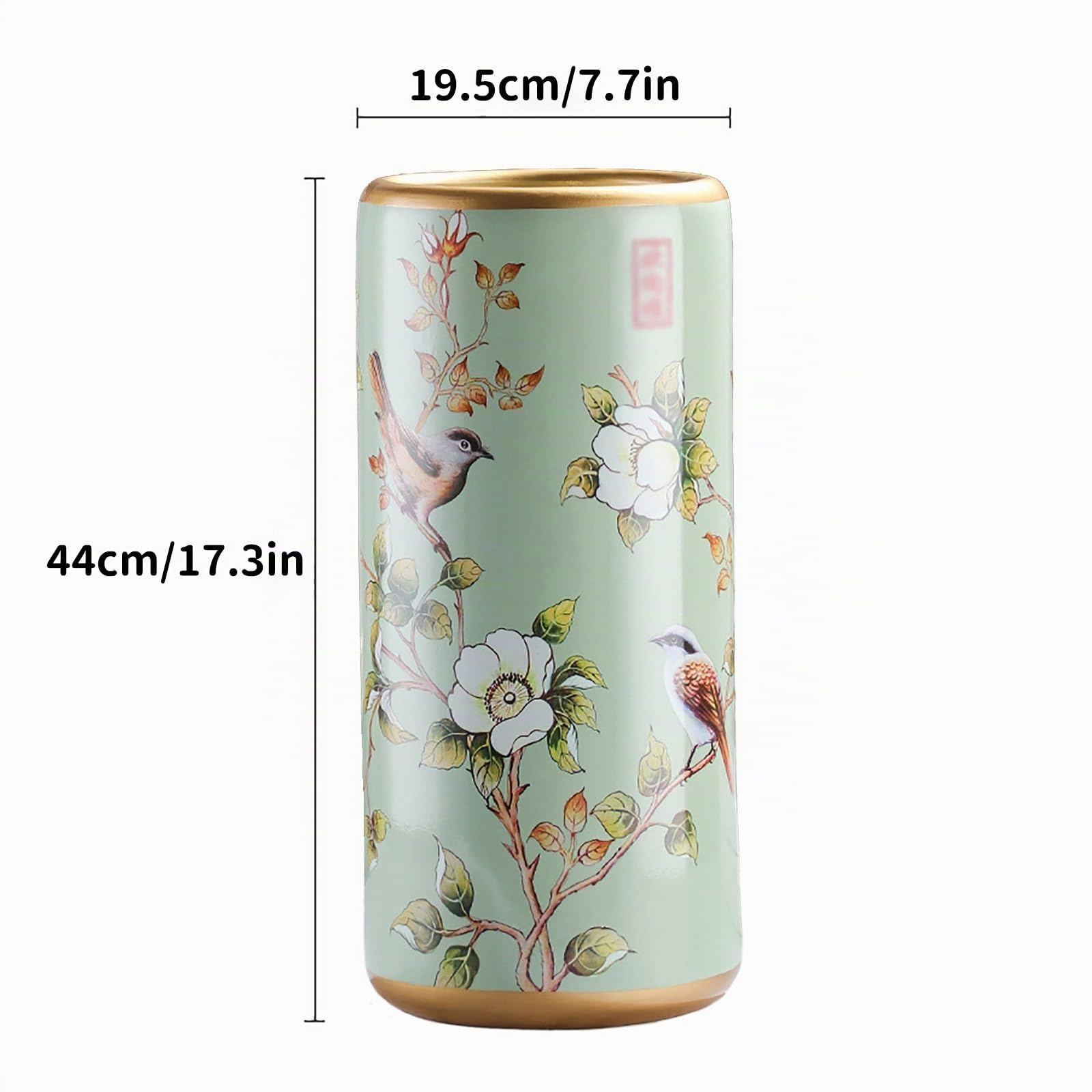 Porte-Parapluies Traditionnel Stockage Autoportant Porte Parapluies En Céramique Verte Porte-Parapluie 44cm De Haut En Porcelaine Peinte Pour L'entrée D'un Hôtel Intérieure Le Bureau à Domicile