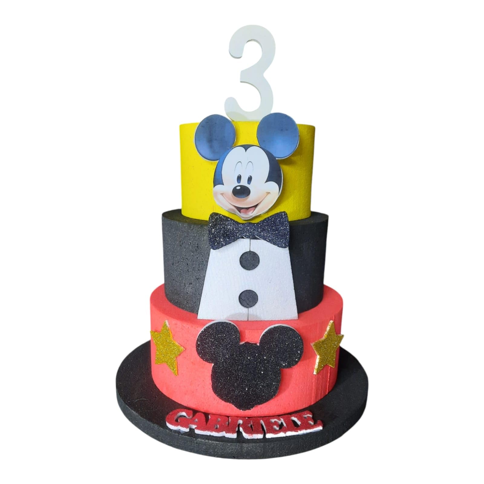Tarta fina de cumpleaños mod. Mickey Mouse, Mickey Mouse, Mickey Mouse, nacimiento, bautizo de tres niveles con posibilidad de personalización