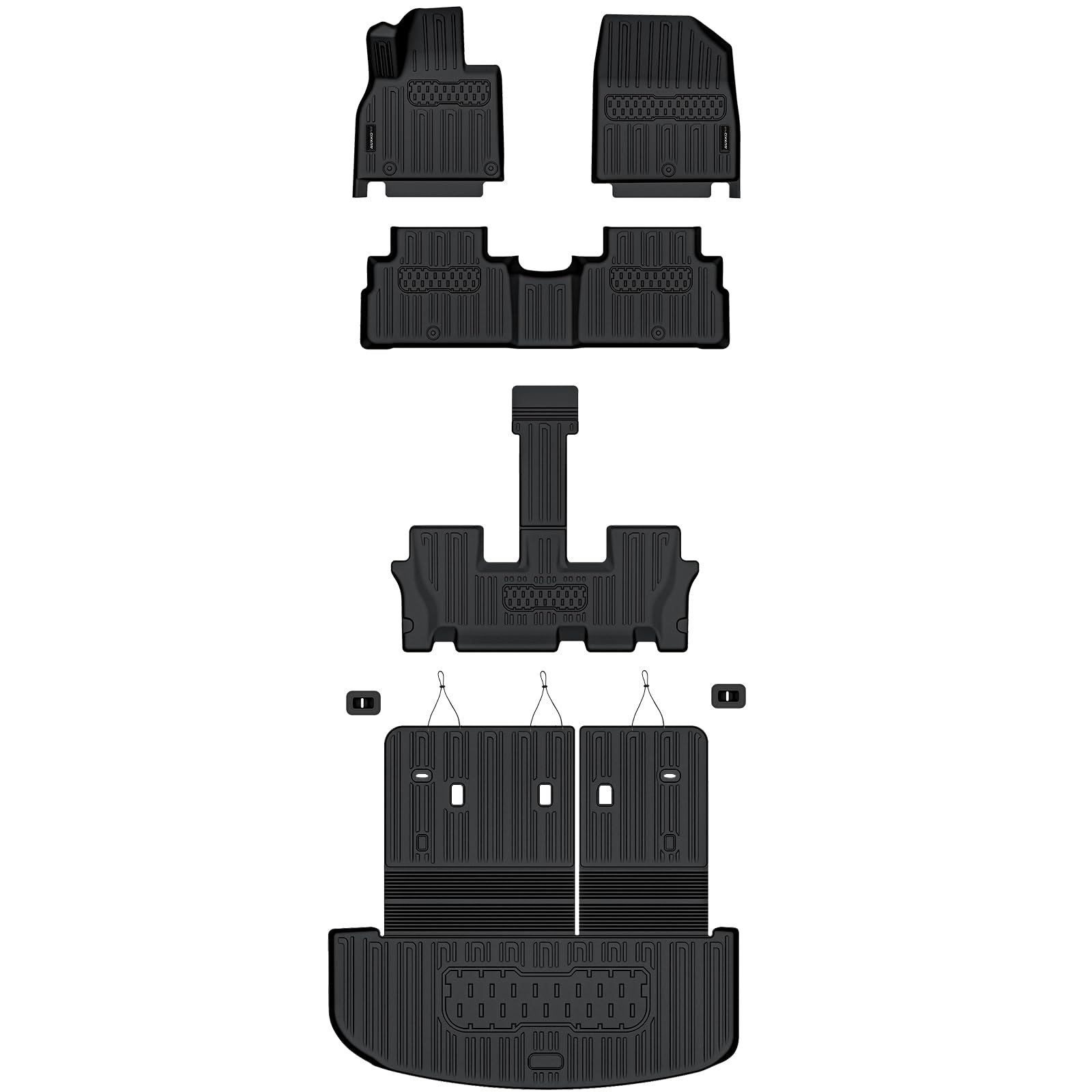 Auxko All Weather Floor Mats Cargo Mat with Backrest Mat for Kia Telluride 7 8 Seats 2020-2025 TPE — view 2