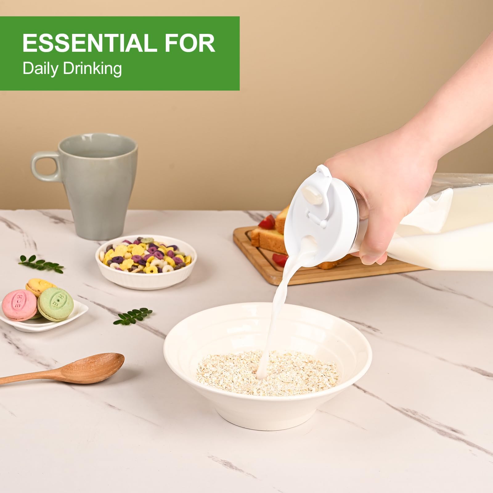Set di 8 caraffe in plastica con coperchio, caraffe da 1 litro per bar mimosa, contenitori per succhi di frutta, bottiglia d'acqua, contenitore per latte, contenitori trasparenti per bevande per