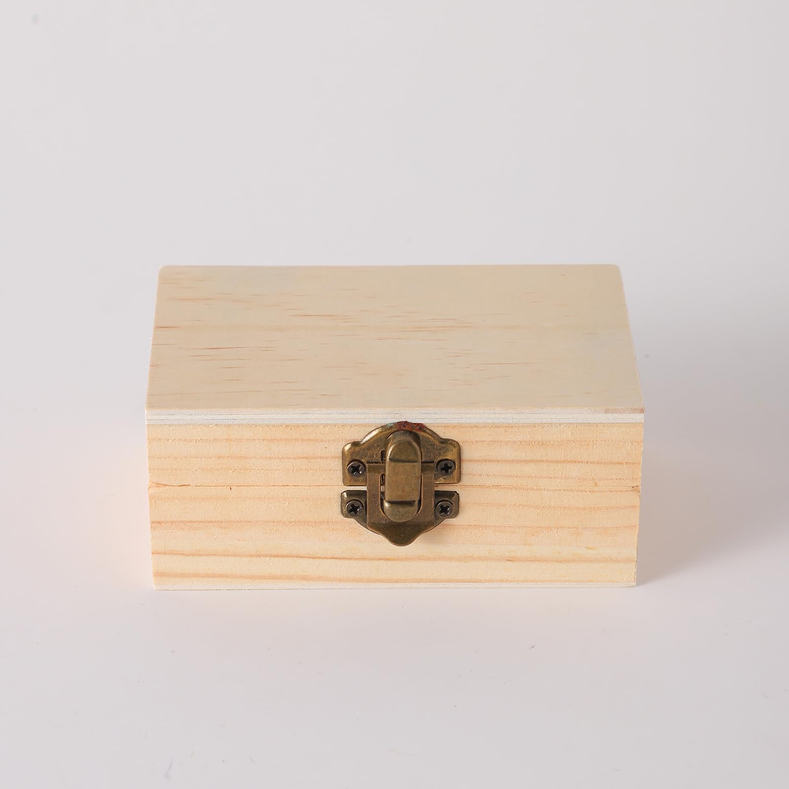 12 cajas de madera pequeñas para manualidades, 4.3 x 2.3 x 1.8 pulgadas, caja de madera sin terminar con tapa, caja de recuerdo para almacenamiento de joyas, manualidades