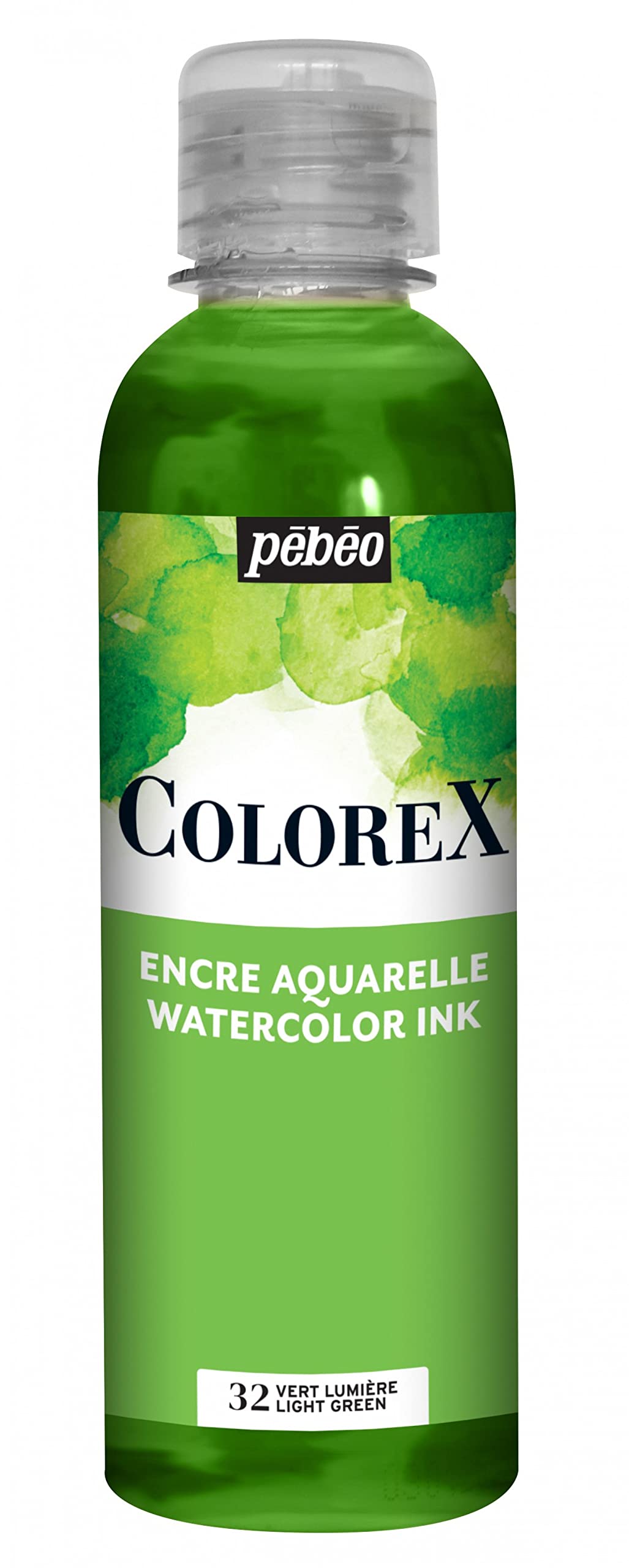 Pébéo - Encre Colorex 250 ML Vert Lumière - Colorex Encre Aquarelle Pébéo - Encre verte Rendu Velouté - Encre Dessin Multi-​outil Tous Supports - 250 ML - Vert Lumière
