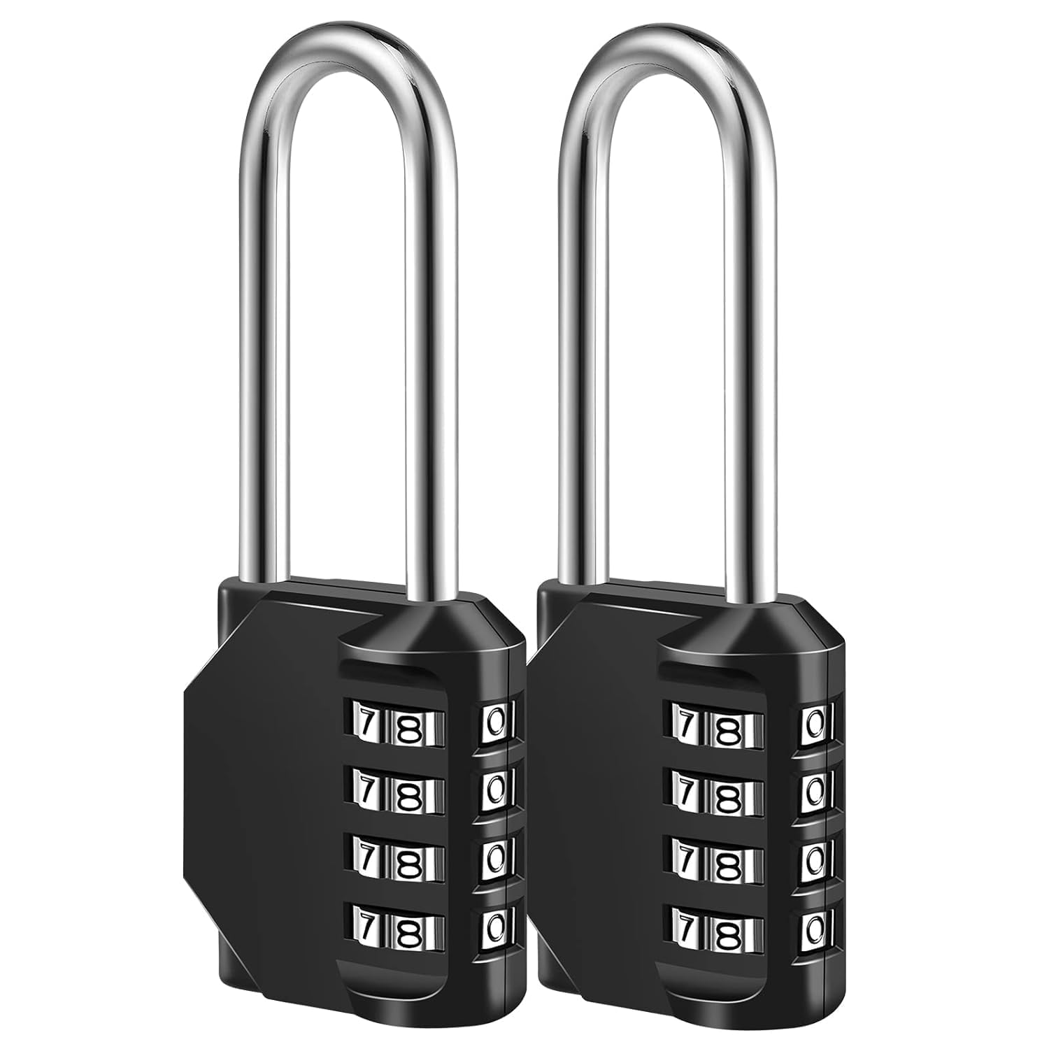 Portible 4 Digit Outdoor Waterproof Resettable Combination Padlock | Heavy Duty Long Shackle Lock for Gate, Gym, Fence, Storage, Shed, Locker Anti-Rust Metal Security Code-image-14