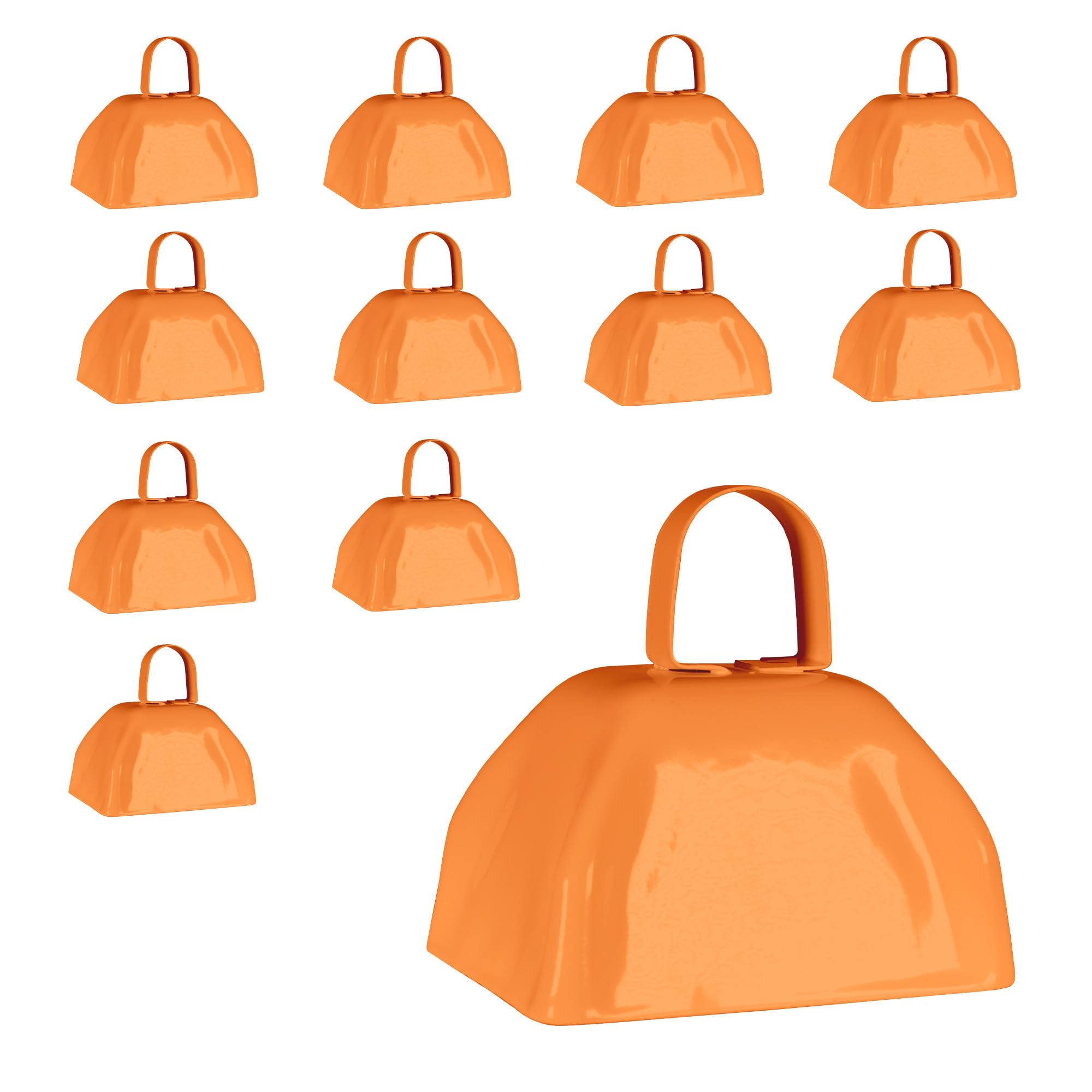 Windy City Novelties Metal Cowbell Novelty Noise Makers - 3 inch - 12 Pack - Orange
