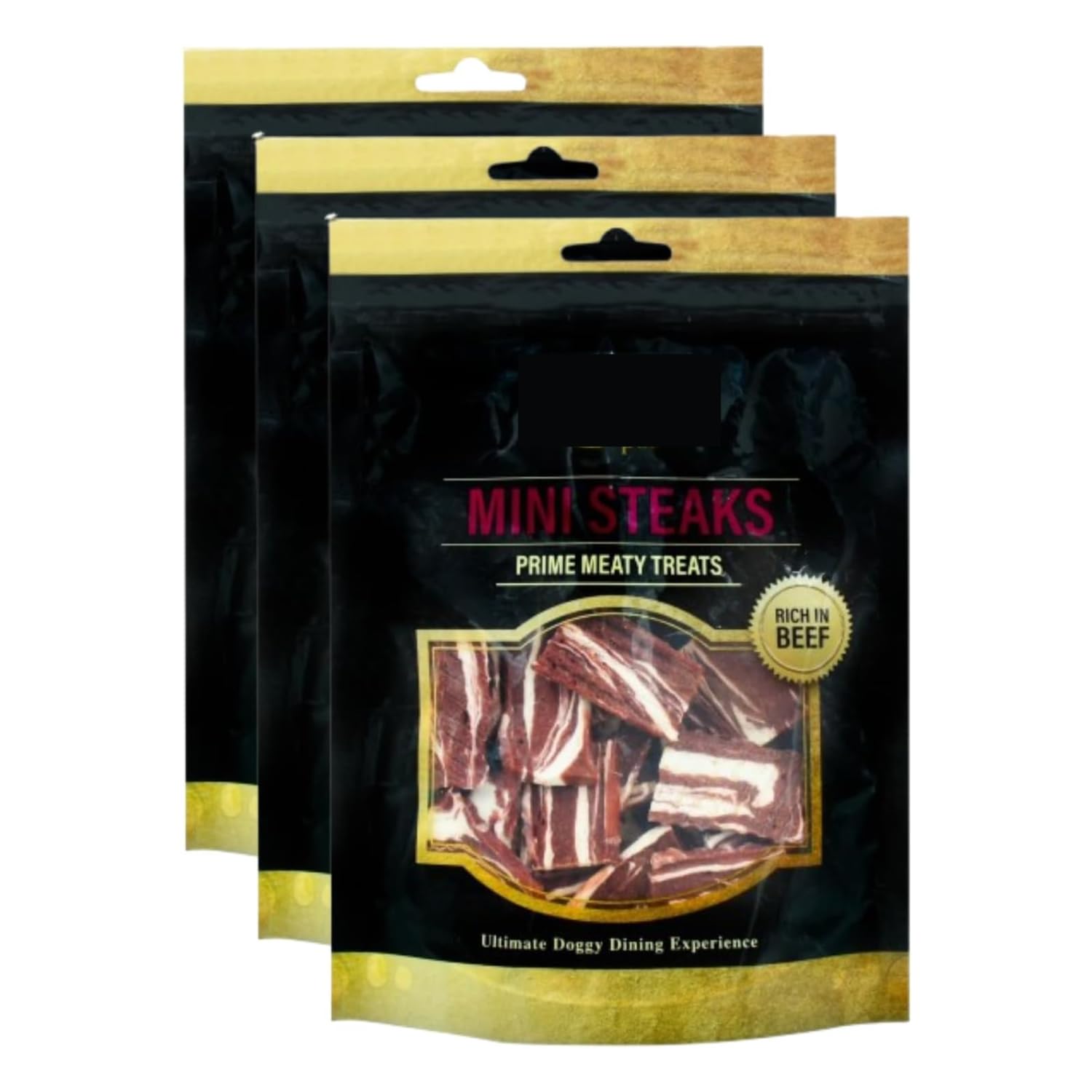 Gusto Mini Steaks Dog Treats 130g x Pack of 3 - Prime Meaty Treats for the Ultimate Doggy Dining Experience - Rich in Beef