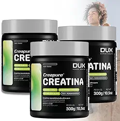 KIT 3 Creatina 100% pura DUX 300g | Selo CREAPURE Suplementação alta pureza hipertrofia ganho de força
