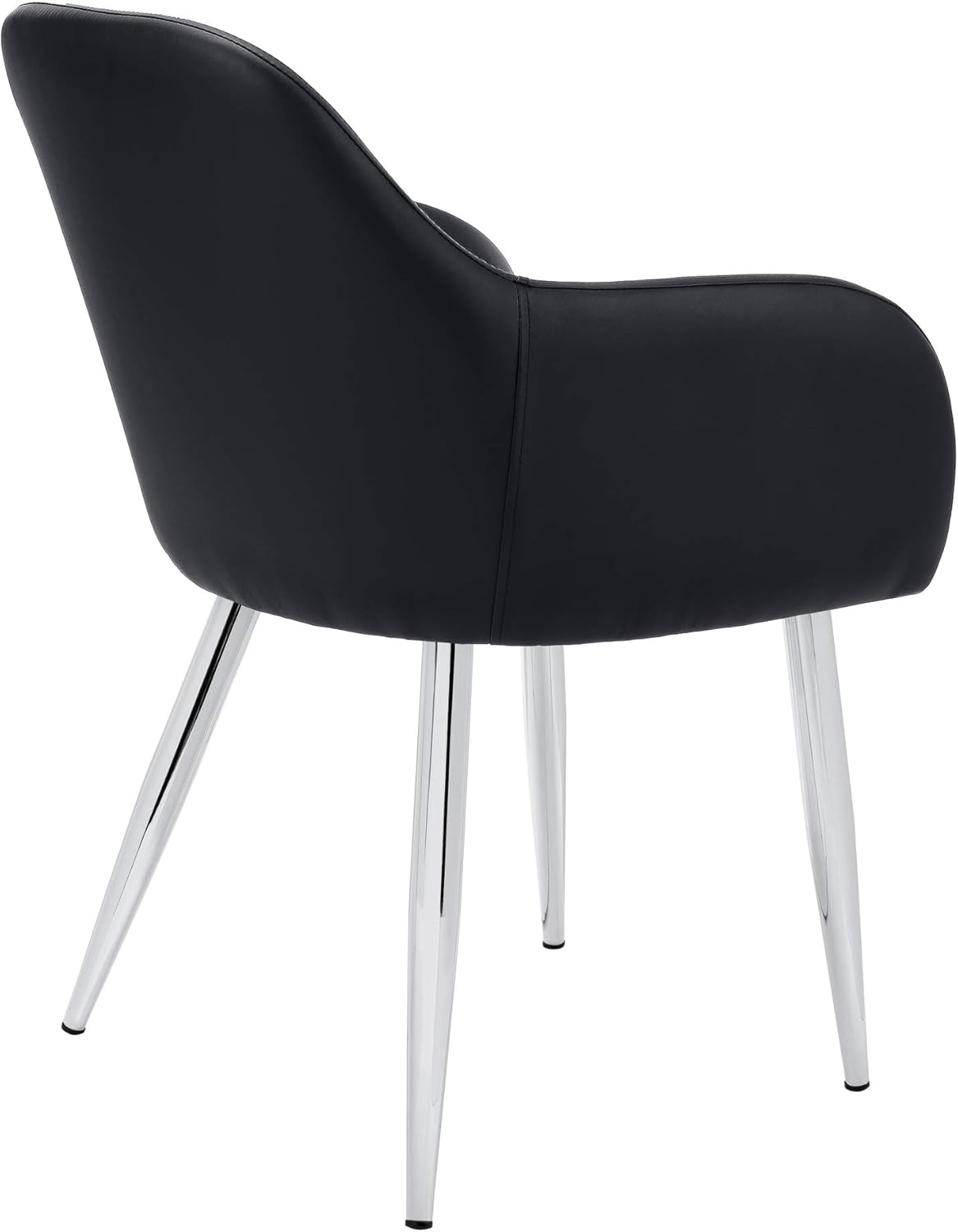 Black Faux Leather Upholstered Side Chair with Metal Legs