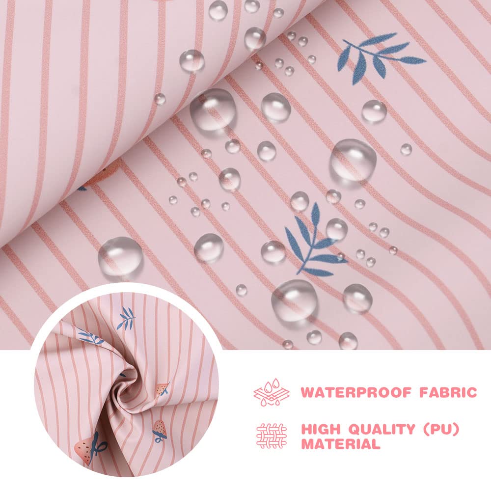 Vicloon Bavaglino a Manica Lunga, Bavaglini Pappa Svezzamento, Bavaglino Impermeabile con Tasca Frontale, Bavaglino in Tessuto PU Impermeabile, Drool Bavaglini per Bambini da 6 a 12 Mesi, Fragola Rosa