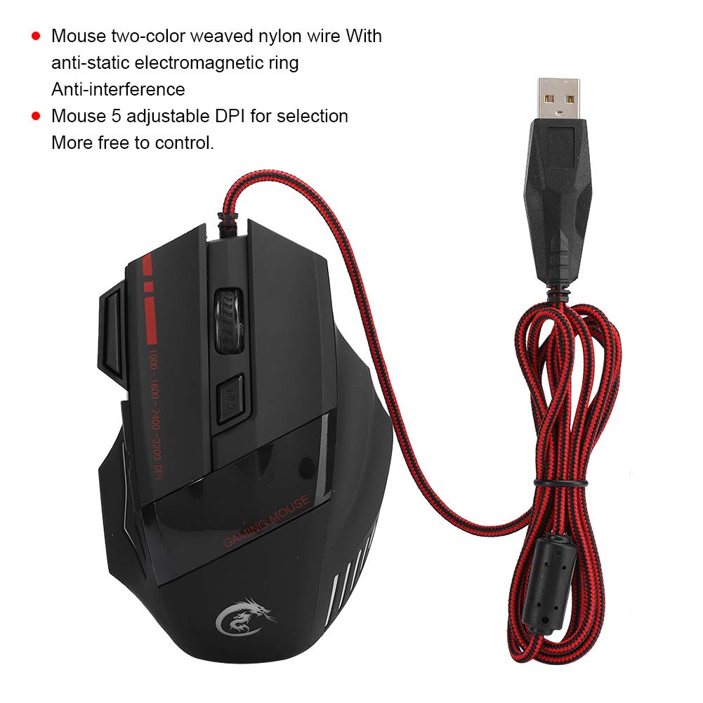 Tastiera e mouse da gioco RGB con una mano, combo USB cablata RGB Rainbow Letters retroilluminata a mano singola tastiera meccanica con supporto poggiapolsi, per Windows/per Android