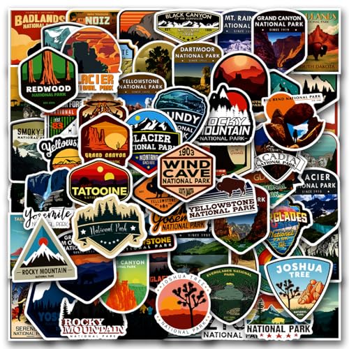 ZouAimiao 100 PCS National Park Waterproof Vinyl Travel Sticker Decals Outdoor Adventure Hiking Nature Camping Wilderness Stickers