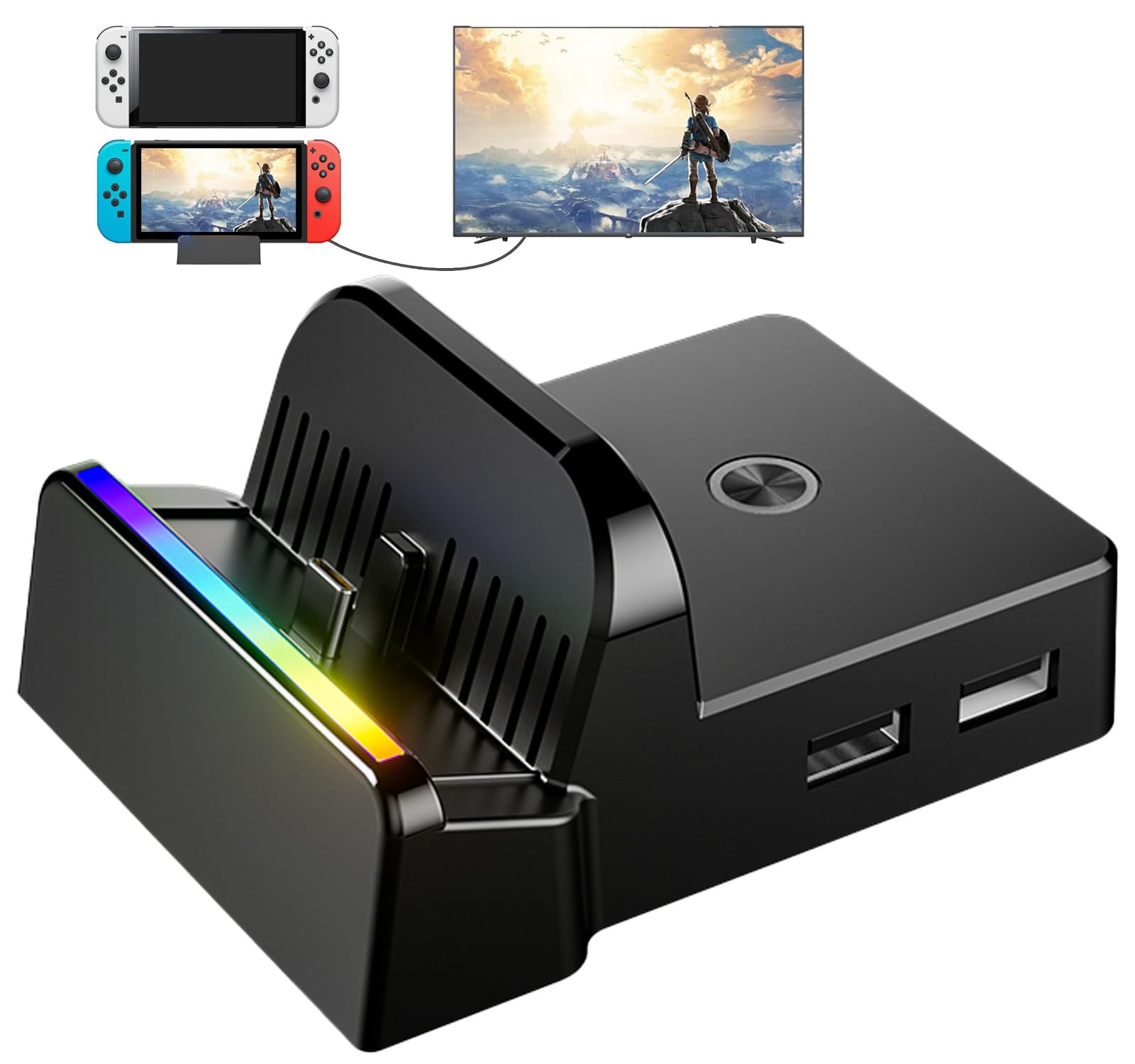 TV Dock Station for Nintendo Switch/Switch OLED, Portable TV Docking Station Replacement with 4K HDMI Adapter/USB Port for Official (for Switch/OLED)