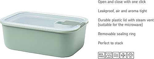 Miniatura 4 de Mepal EasyClip Glass 51 onzas  50.7 fl oz  Almacenamiento de alimentos hermético y a prueba de fugas, tapa sin BPA  Sistema de apertura y cierre con