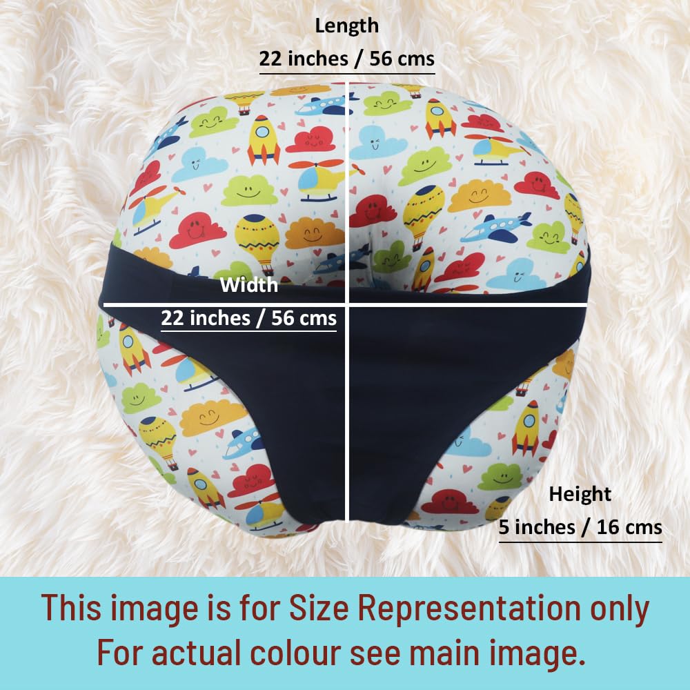 Kradyl Kroft 5in1 Baby Feeding Pillow with 100% Cotton Removable Cover | Breastfeeding Pillow | Nursing Pillow with Belt and Hoop (Travel Times) 3