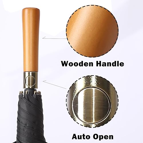 Miniatura 8 de NINJAFOX Paraguas de golf  Paraguas de mango largo recto  Paraguas de lluvia de gran tamaño  Paraguas doble resistente al viento impermeable con