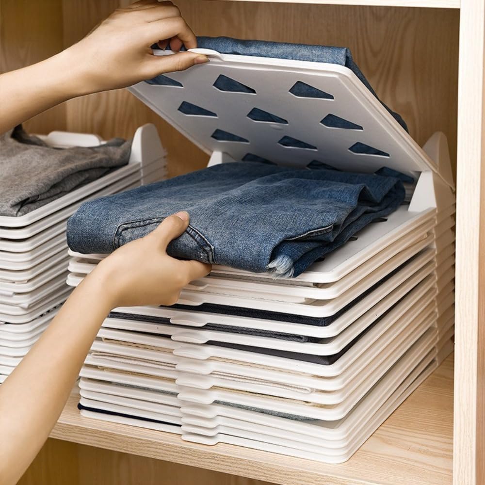 Rocky Green Organizador de ropa plegable, 3 tamaños (mediano, grande, XL) | Herramienta de almacenamiento que ahorra espacio para camisetas, pantalones, suéteres, diseño fácil de plegar y apilar con