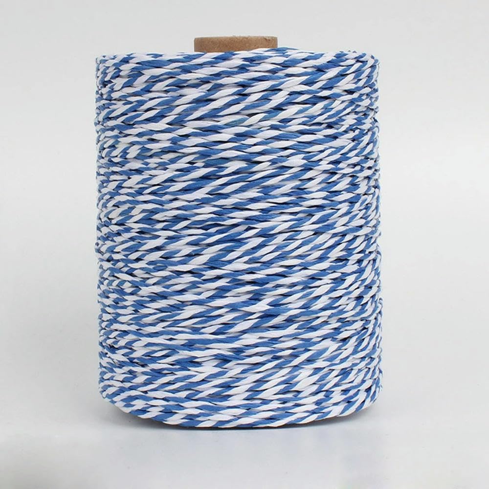 Wstążka papierowa 280 m z rafii do torebki DIY czapką | Wielokolorowa przędza szydełkowa ze słomy, naturalna ekologiczna wstążka do pakowania(Yellow White)