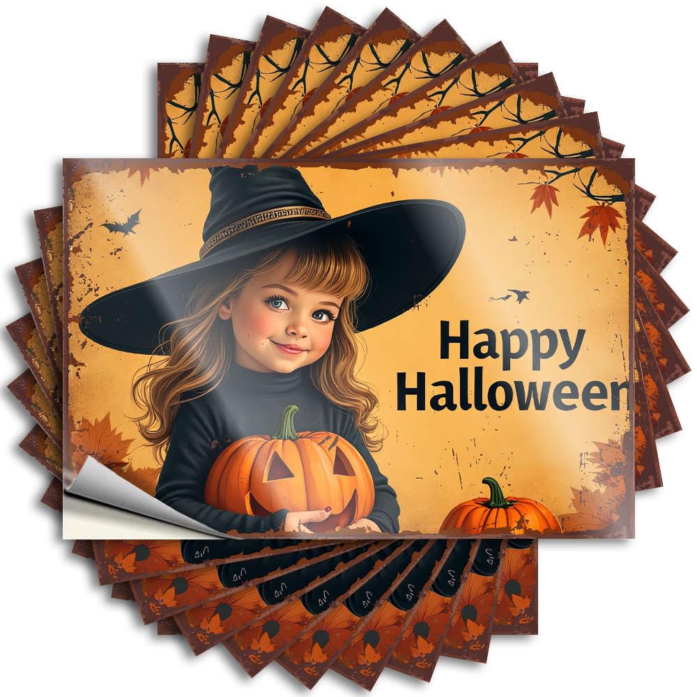 Room Door Decor Motorcycle Decals - Happy Halloween! Hard Waterproof Vinyl Sticker(6X9CM)