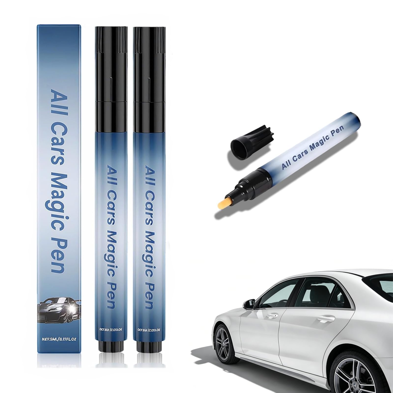 2PCS All Cars Magic Pen for Car Scratches, Quick Paint Scratch Repair Magic Car Scratch Removal Pen Flawless for All Vehicles, Easy Use Weatherproof Lasting Fits All Cars Colors