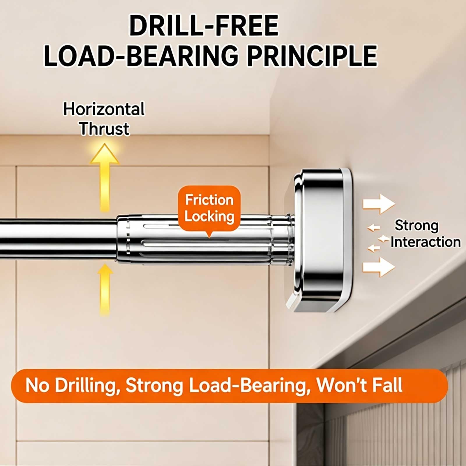 Tringle de Douche Extensible de 35 à 200 Cm, Barre Rideau Sans Perçage pour la Maison, la Salle de Bain et le Dressing, en Acier Inoxydable(Gray,50-80cm/20-31.5in)