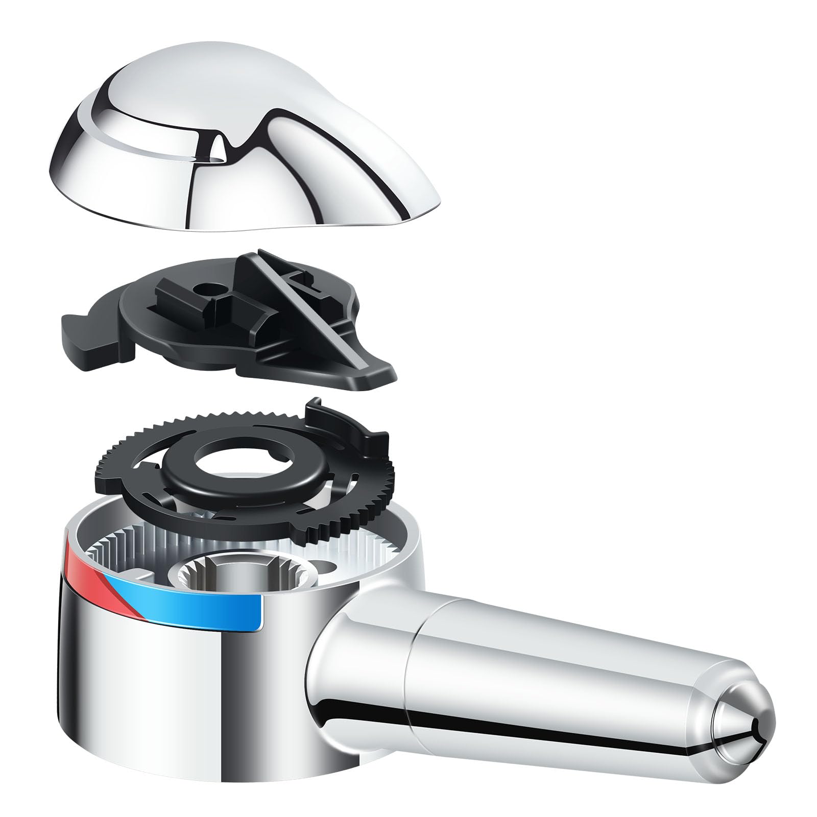 Photo 1 of 10424 Single Lever Faucet Handle Replacement, Compatible with Delta 1700 Series Monitor Tub and Shower Faucets, 5 in H X 2 in W Shower Handle Replacement, Polished Chrome