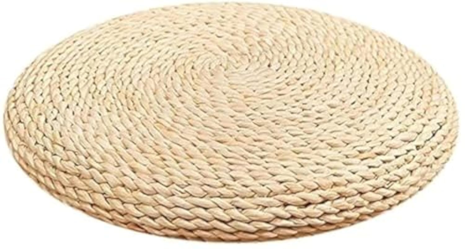 Japanese Style Seat Cushion Round Pouf Tatami Chair Pad Yoga Seat Pillow Knitted Floor Mat Size S,M(Beige,Light Coffee)
