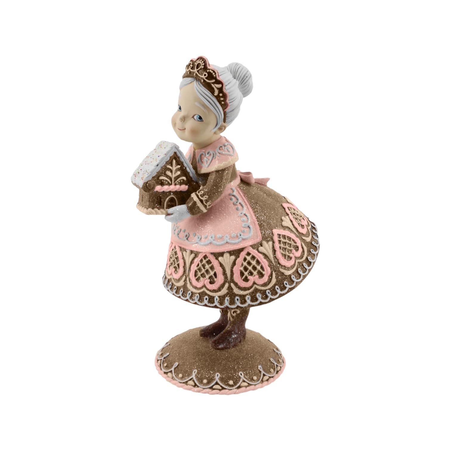December Diamonds Multicolor Pink Gingerbread Mrs. Claus With House – 2025 Holiday Figurine – Hand-Painted Christmas Décor