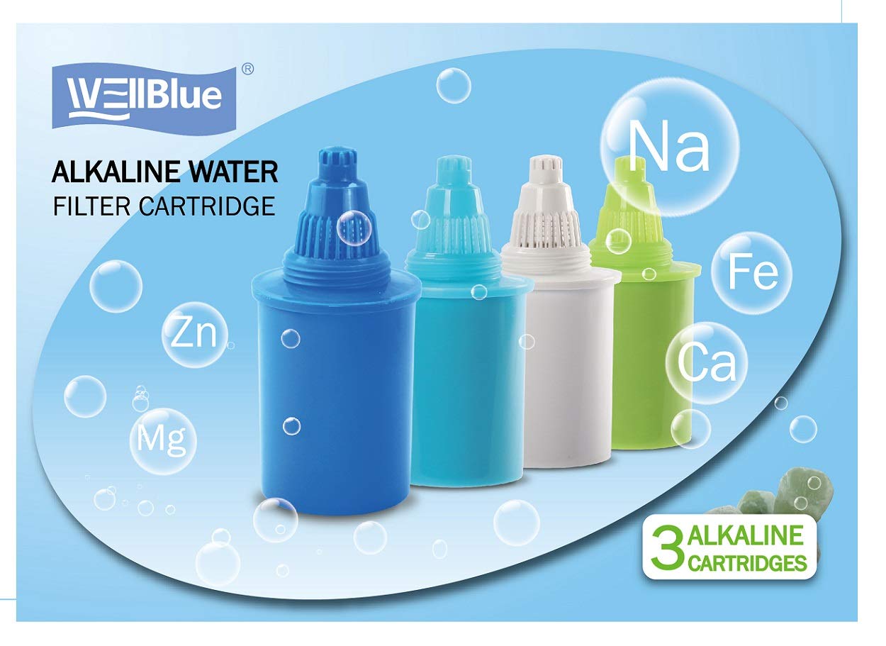 Alkaline Water Replacement Filter 3 Pieces - Pioneer in the Market WellBlue Compatible with many Brands (Blue)