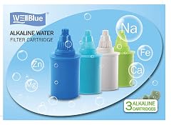 Alkaline Water Replacement Filter 3 Pieces - Pioneer in the Market WellBlue Compatible with many Brands Light Blue