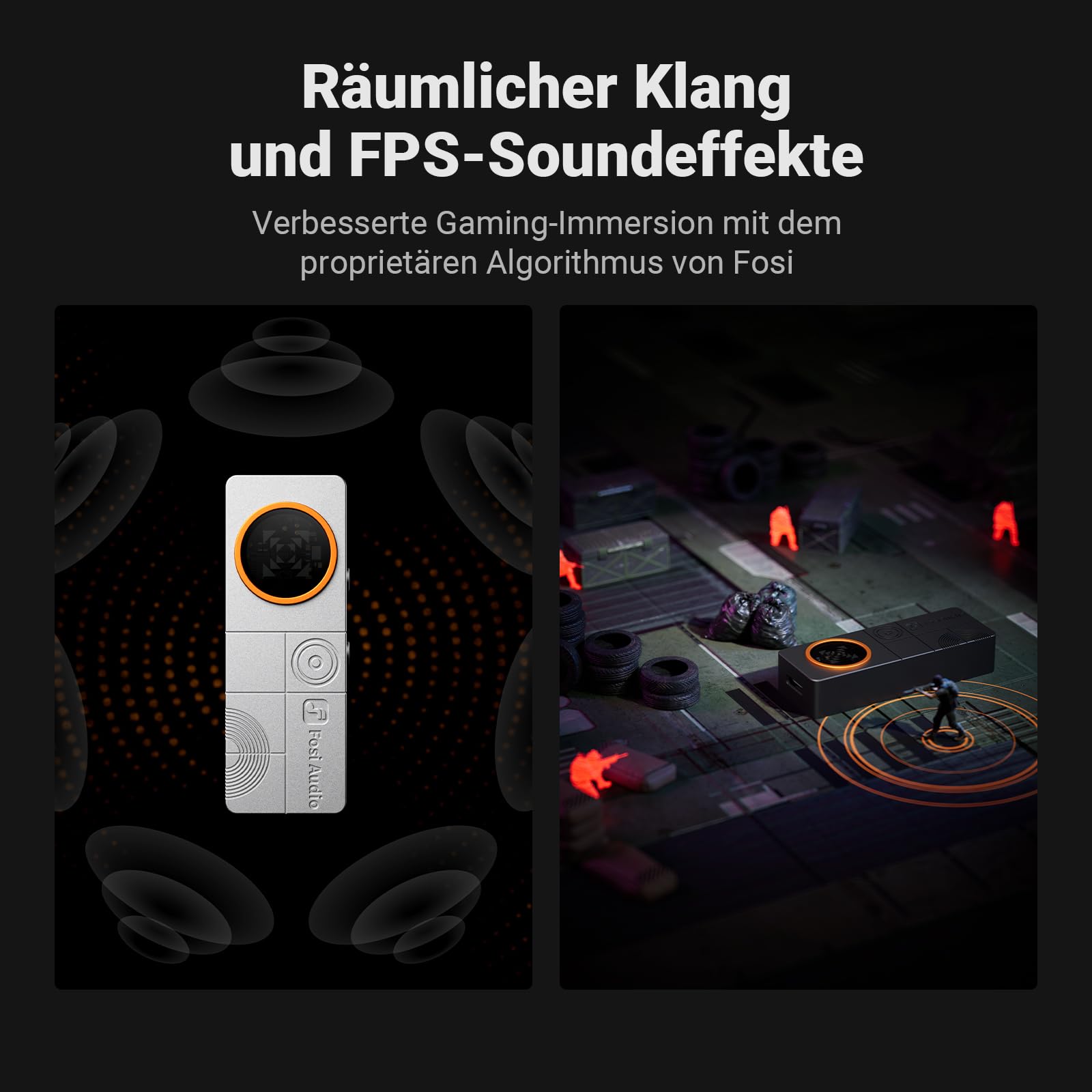 Fosi Audio DS3 USB-C DAC-Verstärker-Dongle, Tragbarer Kopfhörerverstärker mit Gaming 7.1 Spatial Audio,ES9039Q2M XMOS POWERED, DSD512, 3,5 mm Single 4,4 mm Symmetrisch für PC/Telefon/PS5/Switch,Silber