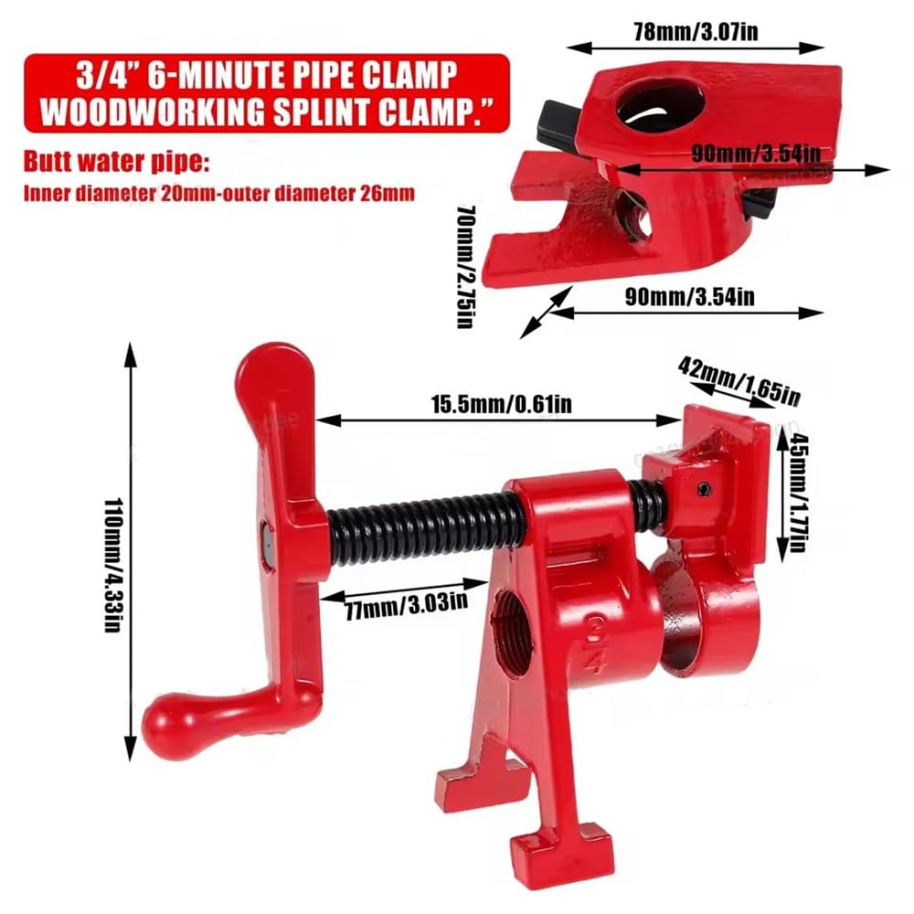 NEWFUN 4 Piezas Abrazadera de Tubo para Carpintería, 3/4 '' Juego de Abrazaderas de Metal de Madera, Abrazadera de liberación Rápida para Trabajar Madera, Mangueras, Tubos y Cables