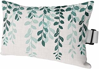 Outdoor Head Pillow for Chaise Lounge Chair, Green Leaves Watercolor Fol...